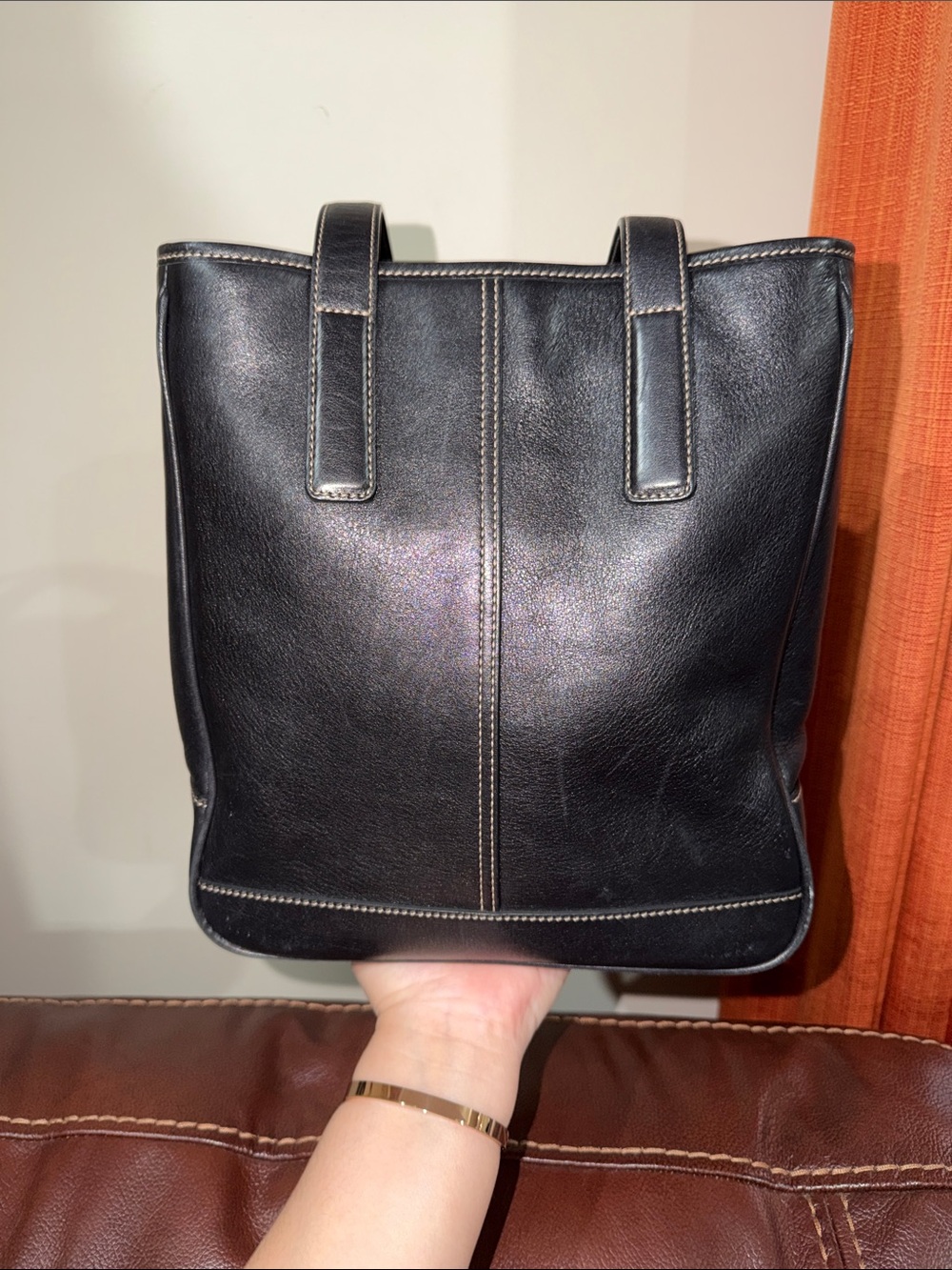‼️Vintage Coach Black Leather Hampton Tote Shoulder Bag - Picture 5 of 14